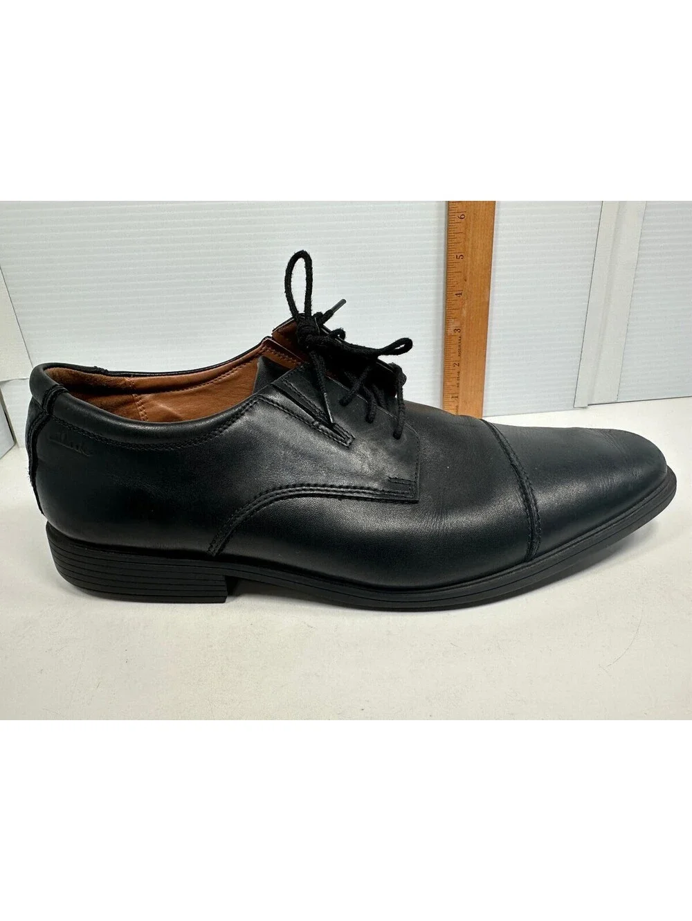 Clarks Collection Tilden Mens Black Leather Cap Toe LaceUp Oxfords 10.5 M